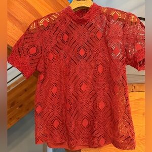 Zara Red Lace Blouse